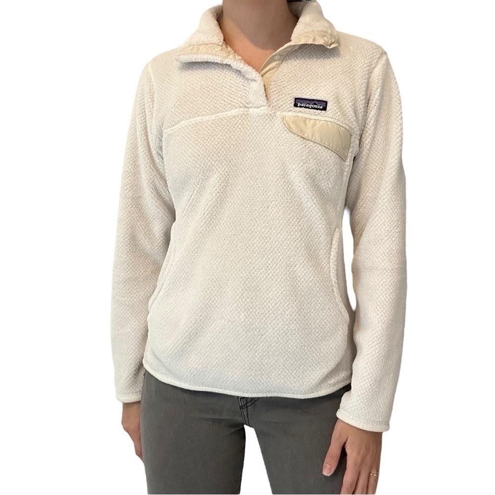 Patagonia Women’s Sweatshirt Re-Tool Fleece Snap-T White Teddy Fall Size Small